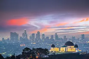 Los Angeles, California, USA downtown skyline from Griffith Park at twilight