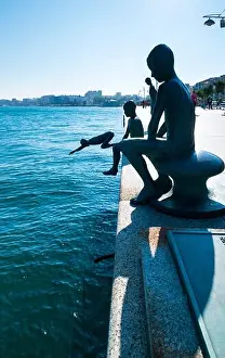 Cantabria Prints: Los Raqueros Monument, Santander Bay, Santander, Cantabria, Spain, Europe