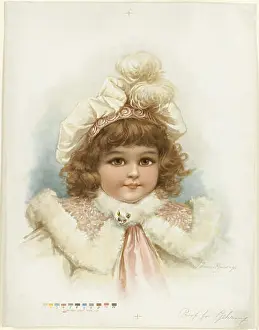 Chromolithographs Prints: Louis Prang - Little Girl with Fur Collar