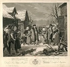 Bourbon Prints: Louis XVI Distributing Alms to the Poor Peasants in the Winter of 1788
