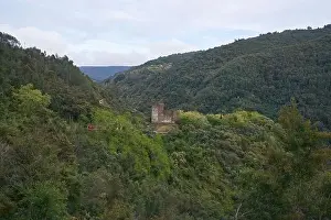 Lousa Castle drone aerial view on the mountains landscape in Portugal