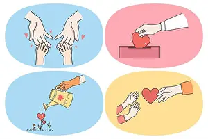 Giving Prints: Love heart and help concept