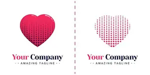 Halftone Prints: Love logo with a halftone shaped heart
