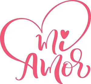 My love in Spanish vector digital calligraphy