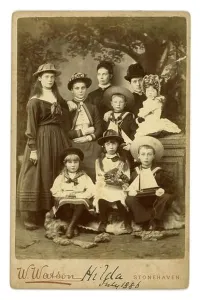 Vintage Black And White Photo Prints: Lovely, clear, original Victorian era cabinet card studio portrait with painted backdrop
