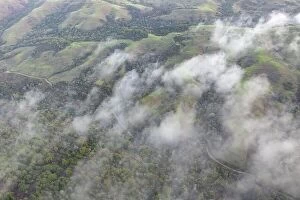 Aerial Landscape Collection: Low clouds drift across the rolling hills found east of San Francisco Bay, CA