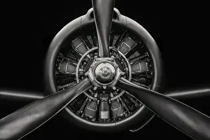 Cinematic Prints: low key picture of an aircraft radial engine
