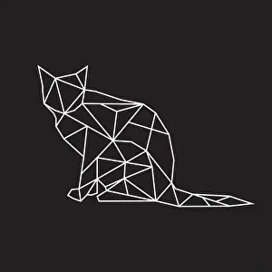 Polygonal Prints: LOW POLY LOGO ICON CAT PET TRIANGLE MODERN POLYGONAL SET eps
