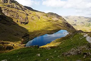Moorland Prints: Low Water in Cumbria, England. The body of water is near the Old Man of Coniston in the Lake District National Park