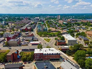 American United Prints: Lowell City Hall and downtown aerial view in downtown Lowell, Massachusetts MA, USA