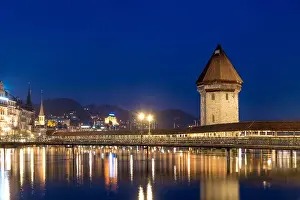 Lucerne. Image of Lucerne, Switzerland during twilight blue hour