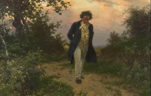 Potrait Prints: Ludwig van Beethoven on a walk. Museum: Vienna Museum. Author: JULIUS SCHMID