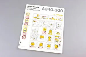Lufthansa safety card, safety instructions for the Airbus A340-300