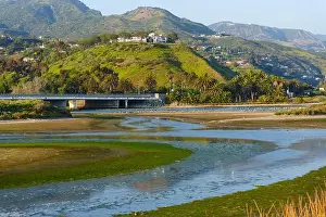 Malibu Prints: Lush green hills surround lagoon at Malibu