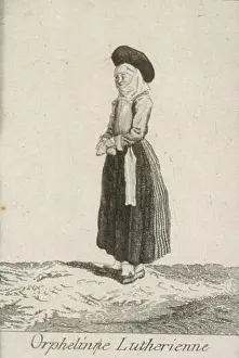 Welfare Prints: A Lutheran orphan girl in 1730 Strasbourg is shown in institutional attire linked to charitable care practices