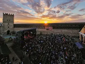 Volyn Prints: Lutsk, Ukraine - June 4, 2021: Aerial view on Lubart's castle in Lutsk