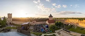 Volyn Prints: Lutsk, Ukraine - June 4, 2021: Aerial view on Lubart's castle in Lutsk