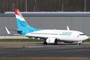 Boeing 737 Prints: A Luxair Boeing 737 at Luxembourg Findel Airport on 2nd March 2017 (Credit: Robert Smith | MI News)