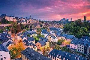 Townscape Collection: Luxembourg City, Luxembourg. Aerial cityscape image of old town Luxembourg City skyline during