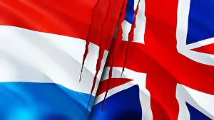Travel Background Prints: Luxembourg and United Kingdom flags with scar concept