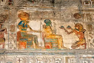 Offering Prints: Luxor Egypt Mortuary Temple Of Seti I Seti Offering to Ptah and Sekhmet