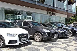 Import Prints: luxury cars before the Fasano hotel avenida Vieira Souto Ipanema Rio de Janeiro Brazil