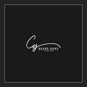 Typeface Prints: luxury initial CY logo initials signature handwriting monogram isolated on black background
