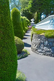 Colonnade Prints: Luxury residential house fenced with white balustrade built on land terrace