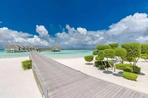 Images Dated 8th May 2018: Luxury summer travel landscape in Maldives islands. Exotic beach background