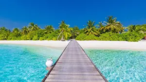 Luxury summer vacation and holiday concept background. Summer beach nature and tropical island banner
