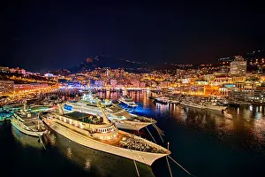 French Riviera Prints: Luxury yachts docked in the marina at Monte Carlo, Monaco