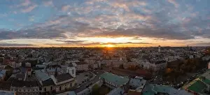 Korniakt Prints: Lviv, Ukarine - October 26, 2021: Panoramic view on Lviv from drone