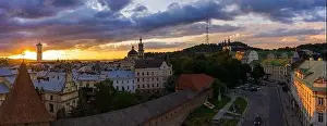 Blessed Prints: Lviv, Ukraine - August, 2020: Aerial view on Hlyniany gate