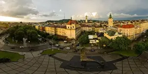 Blessed Prints: Lviv, Ukraine - August, 2020: Aerial view on Jesuit Church