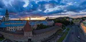 Lwow Prints: Lviv, Ukraine - August 2020: Aerial view on Lviv from drone