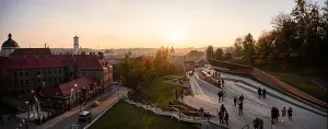 Maidan Prints: Lviv, Ukraine - February 20, 2021: Aerial view on Memorial of Heavenly Hundred Heroes