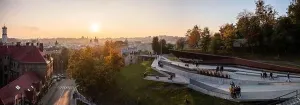 Maidan Prints: Lviv, Ukraine - February 20, 2021: Aerial view on Memorial of Heavenly Hundred Heroes