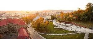 Maidan Prints: Lviv, Ukraine - February 20, 2021: Aerial view on Memorial of Heavenly Hundred Heroes