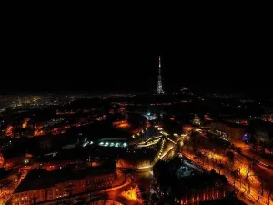 Maidan Prints: Lviv, Ukraine - February 20, 2021: Rays of the Maidan art event in memory of the Heavenly Hundred