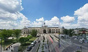 Lviv, Ukraine - July 1, 2021: View on railway station in lviv from drone