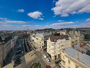 Dominican Prints: Lviv, Ukraine - May, 2021:Panoramic aerial view on Lviv from drone
