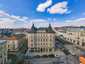 Dominican Prints: Lviv, Ukraine - May, 2021:Panoramic aerial view on Lviv from drone