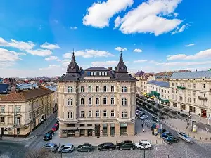 Dominican Prints: Lviv, Ukraine - May, 2021:Panoramic aerial view on Lviv from drone