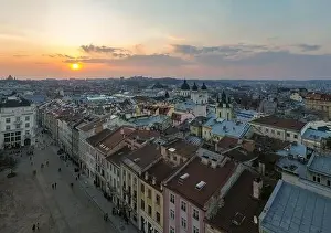 Lviv, Ukraine - May, 2021:Panoramic aerial view on Lviv from drone