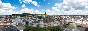 Dominican Prints: Lviv, Ukraine - May, 2021:Panoramic aerial view on Lviv from drone