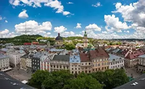 Dominican Prints: Lviv, Ukraine - May, 2021:Panoramic aerial view on Lviv from drone