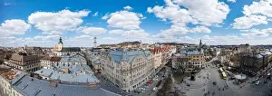Dominican Prints: Lviv, Ukraine - May, 2021:Panoramic aerial view on Lviv from drone
