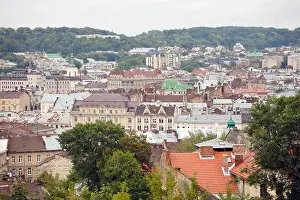 LVIV, UKRAINE - SEPTEMBER 11, 2022 Panorama view of the historical old city in Lviv