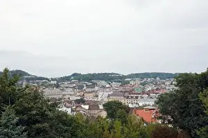 LVIV, UKRAINE - SEPTEMBER 11, 2022 Panorama view of the historical old city in Lviv