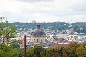 LVIV, UKRAINE - SEPTEMBER 11, 2022 Panorama view of the historical old city in Lviv